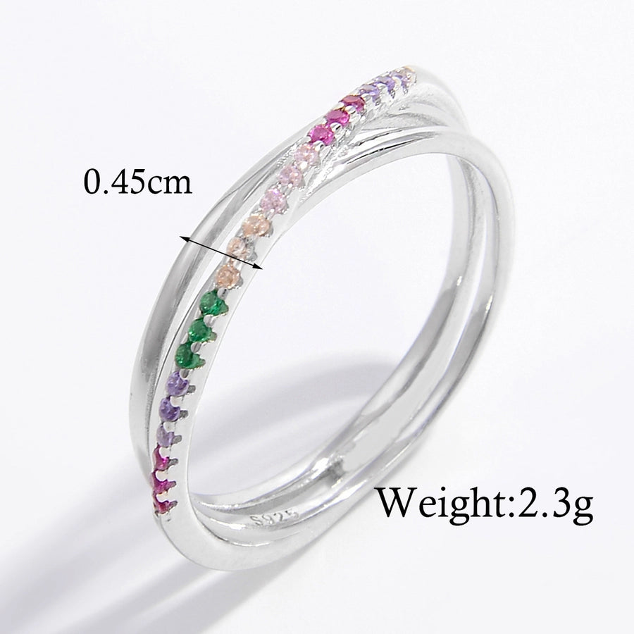 925 Sterling Silver Zircon Geometric Rings