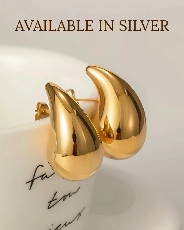 1 Pair Simple Style Water Droplets Plating 304 Stainless Steel 18K Gold Plated Stainless Steel Earrings