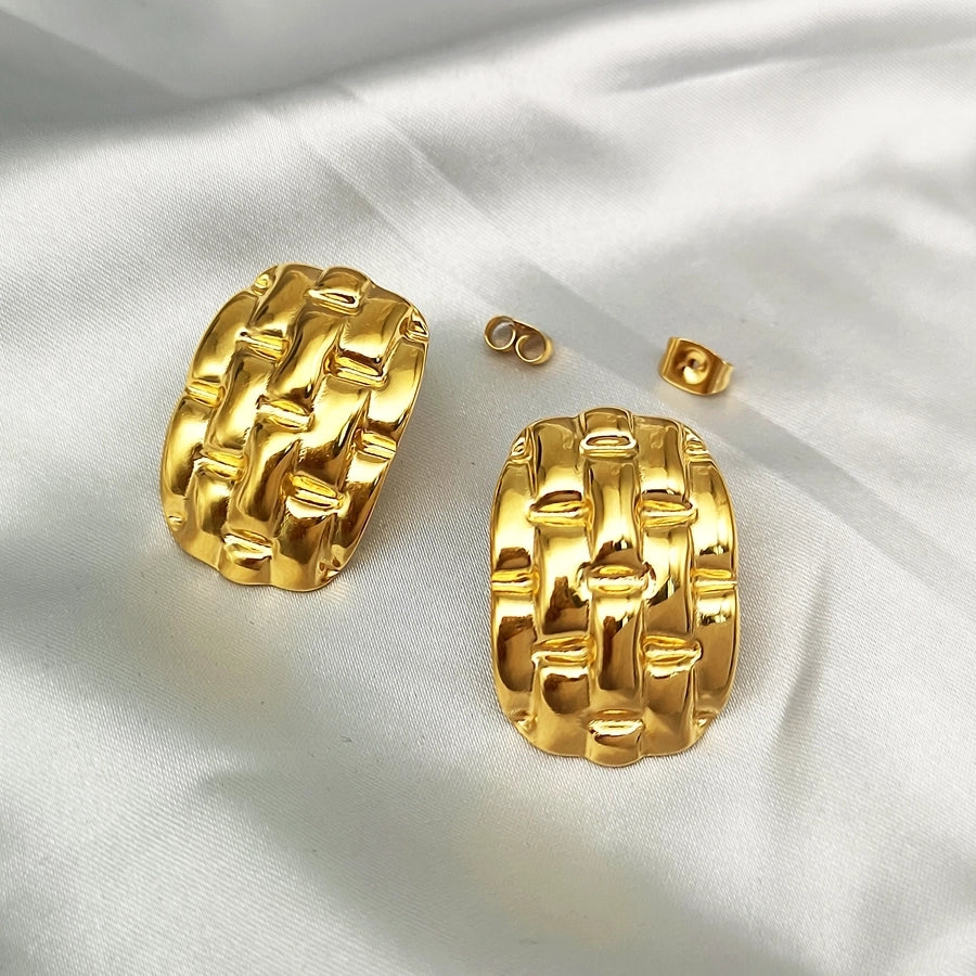 1 Piece IG Style Classical Streetwear Geometric 304 Stainless Steel 18K Gold Plated Ear Studs