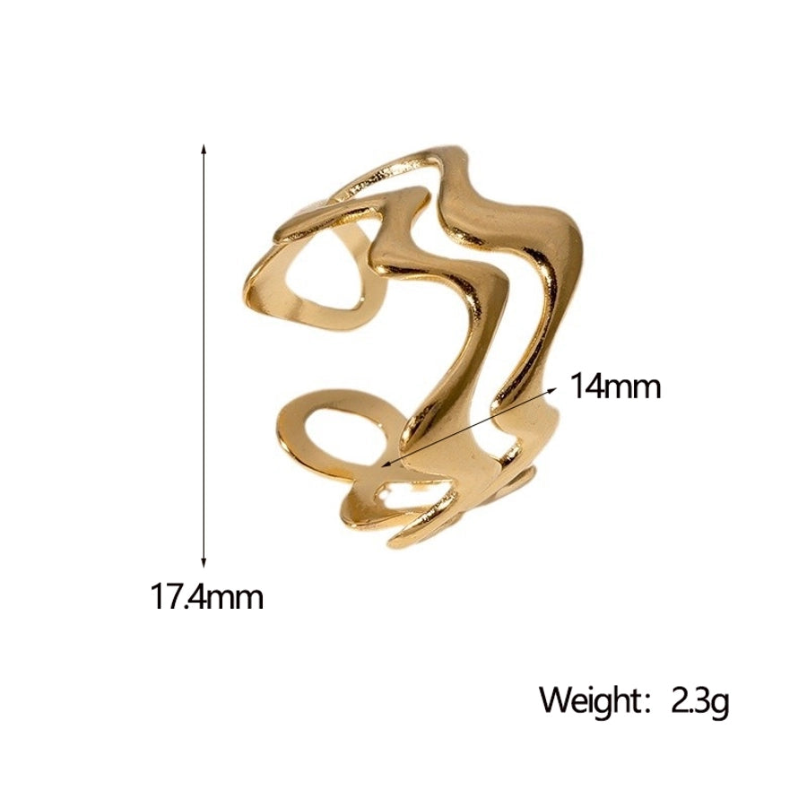 Jewelry IG Style Modern Style Simple Style Geometric Lines 304 Stainless Steel 18K Gold Plated Open Rings