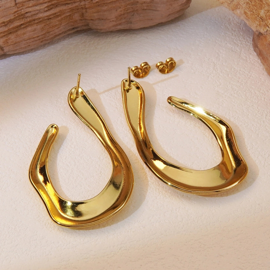 1 Pair Classic Style Asymmetrical Irregular 304 Stainless Steel Imitation Gold  Ear Studs