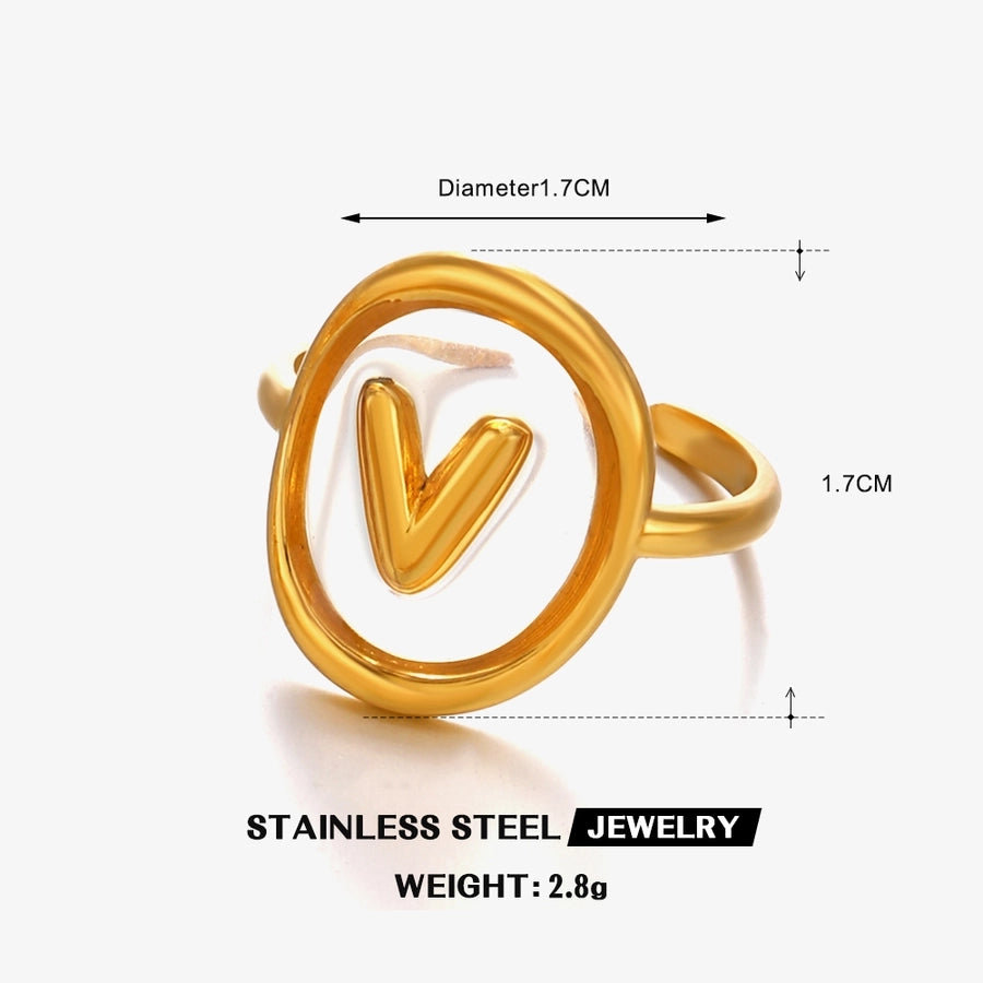 Jewelry Vintage Style Simple Style Letter 304 Stainless Steel Resin 18K Gold Plated Open Rings