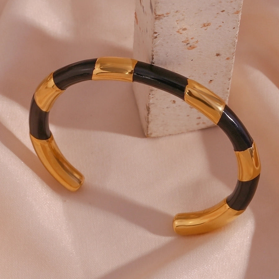 Simple Style Classic Style C Shape Color Block 304 Stainless Steel 18K Gold Plated Cuff Bracelets In Bulk