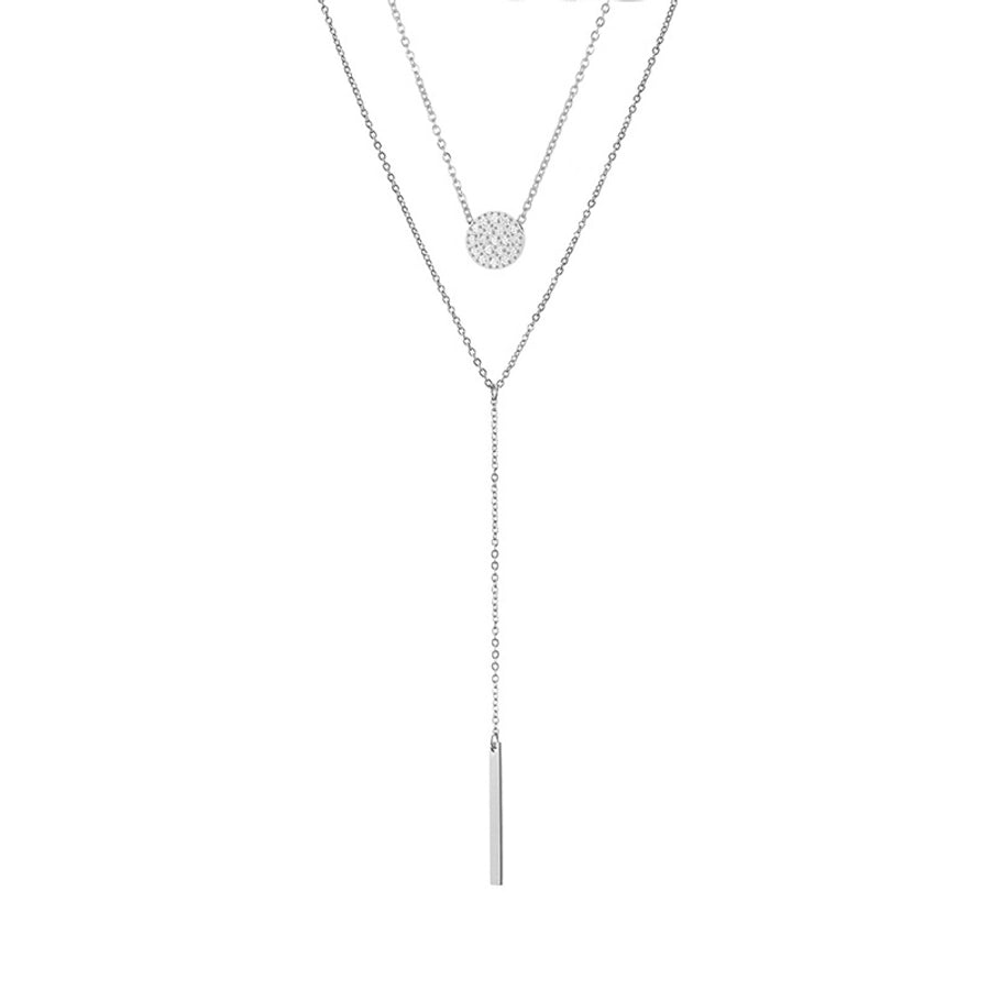 simple style geometric stainless steel pendant necklace