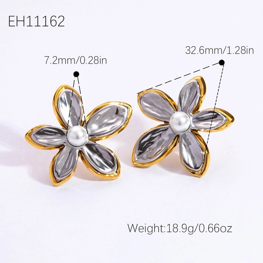 Jewelry Retro Simple Style Flower 304 Stainless Steel Plating Earrings Necklace