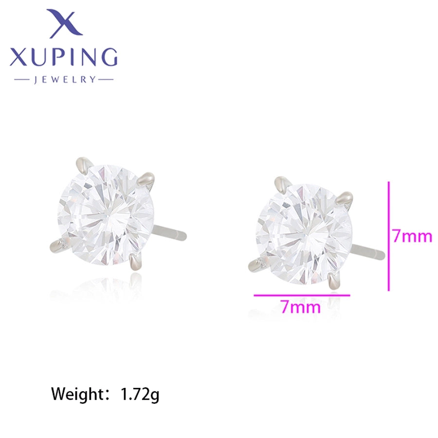 1 Pair Basic XUPING Simple Style Geometric Inlay Copper Artificial Gemstones 18K Gold Plated Ear Studs