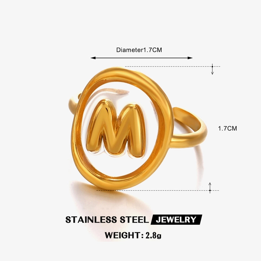 Jewelry Vintage Style Simple Style Letter 304 Stainless Steel Resin 18K Gold Plated Open Rings