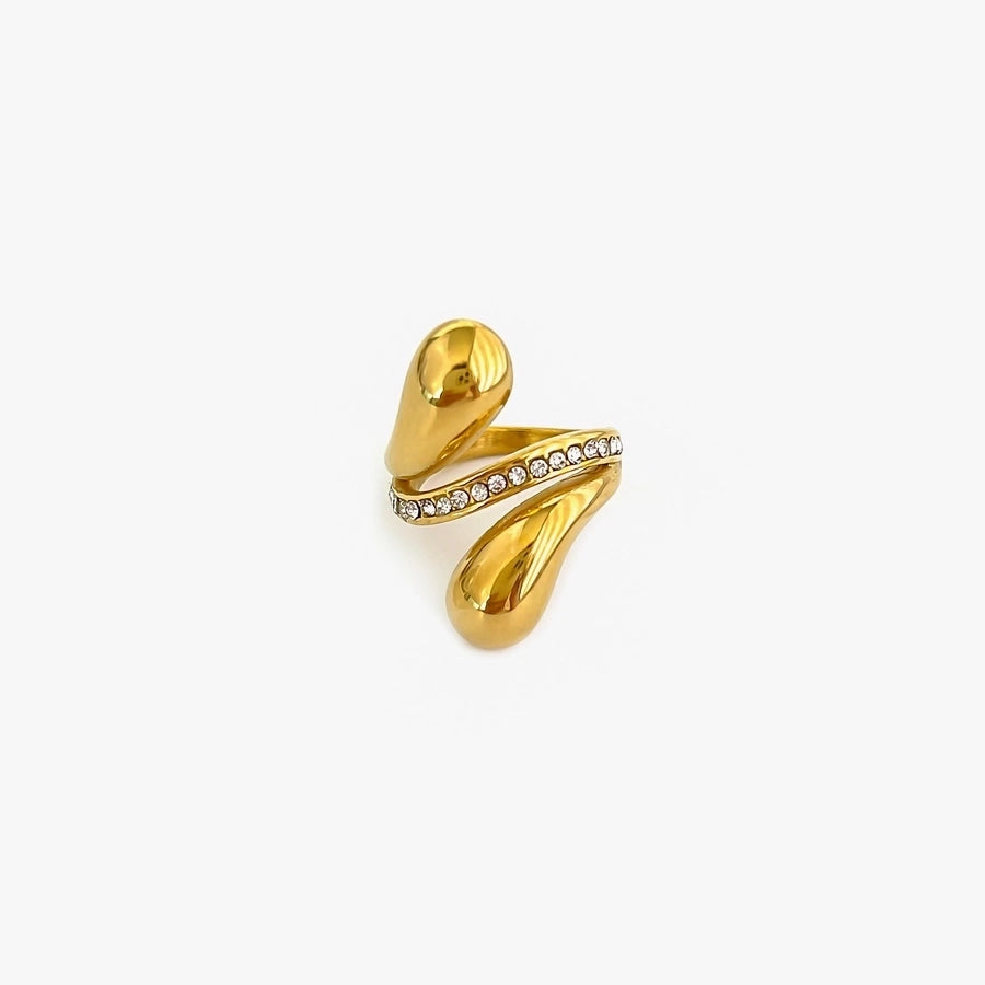 Jewelry Luxurious Simple Style Commute Geometric 316L Stainless Steel  Rhinestones 18K Gold Plated Rings - CEJEW