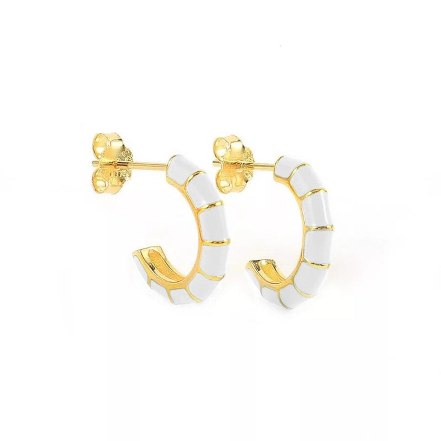 fashion c shape enamel plating copper ear studs