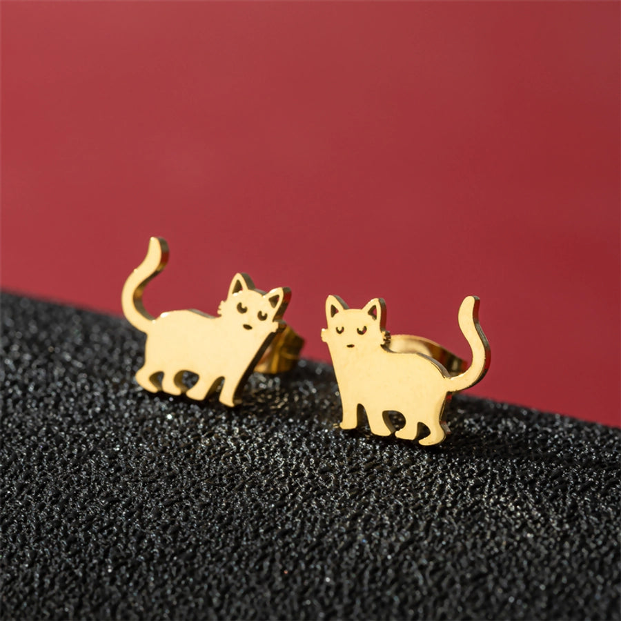 1 Pair Cute Basic Sweet Animal Cat Polishing Plating 304 Stainless Steel 18K Gold Plated Ear Studs