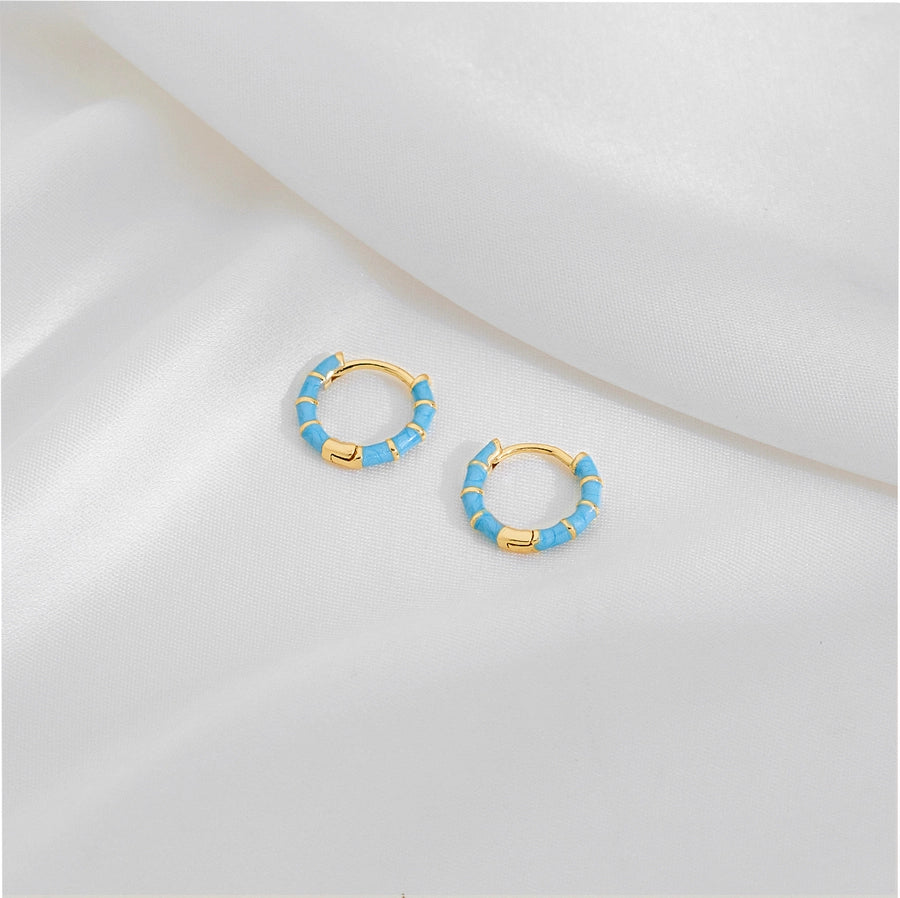 1 Pair Casual Simple Style Commute Circle Round Painted Epoxy Copper Earrings