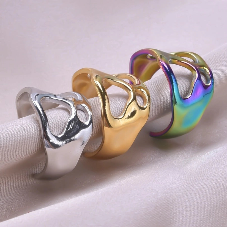 Jewelry Simple Style Solid Color 304 Stainless Steel 18K Gold Plated Plating Rings