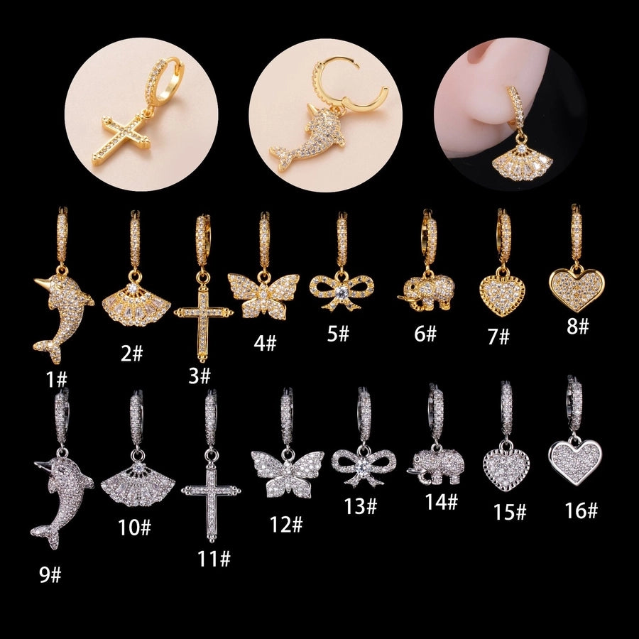 fashion butterfly bow knot copper plating inlay zircon ear studs 1 piece