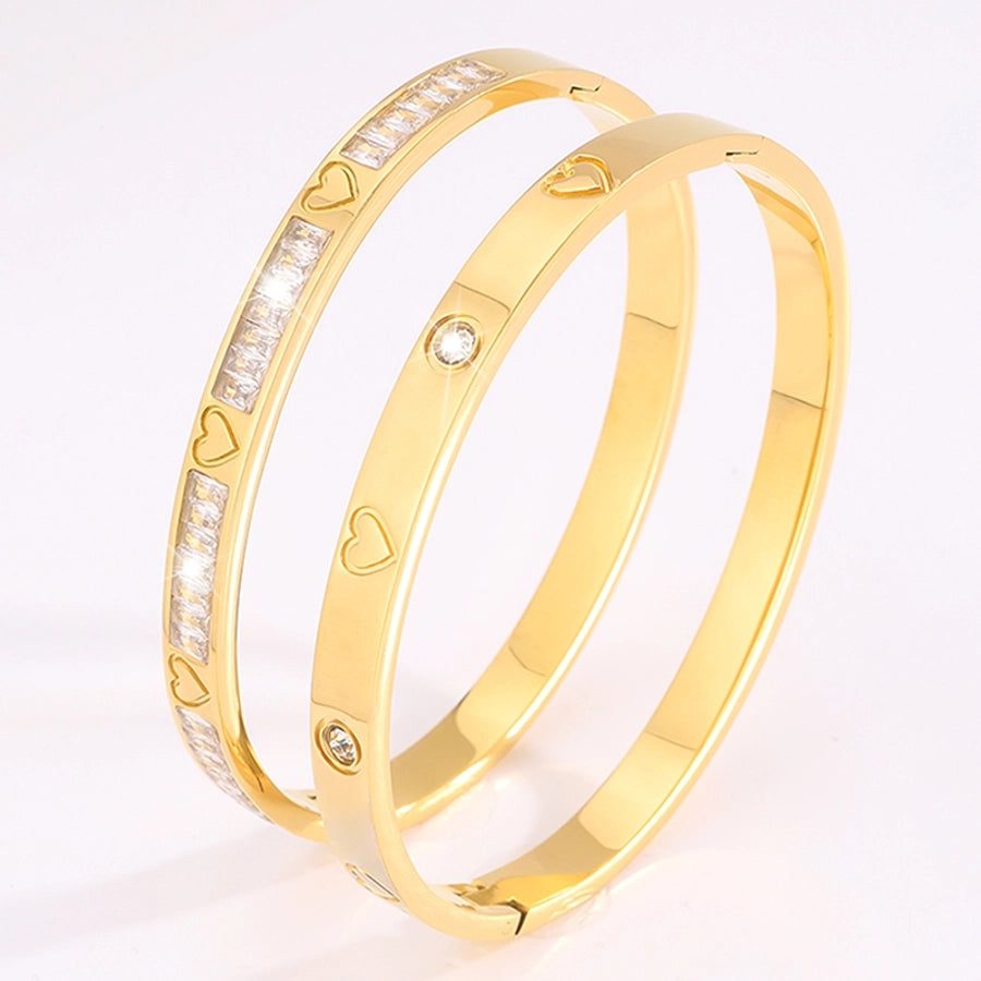 Elegant French Style Classic Style Solid Color 304 Stainless Steel Bangle In Bulk - CEJEW