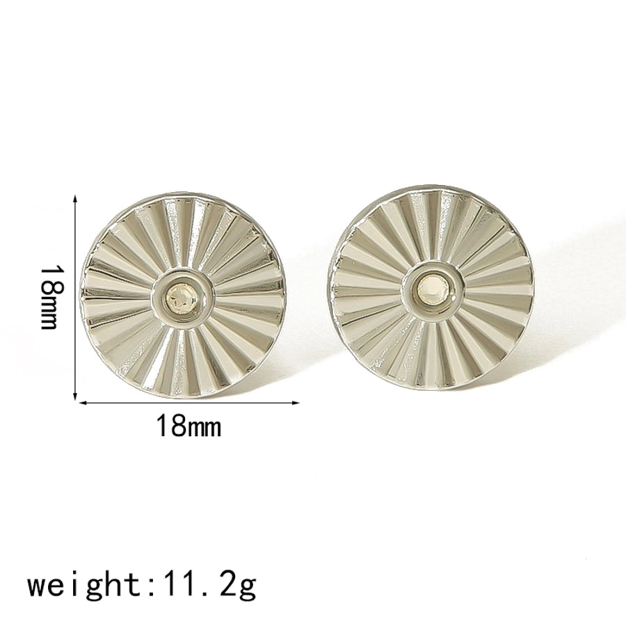 1 Pair IG Style French Style Geometric Polishing Plating Inlay 304 Stainless Steel Natural Stone 18K Gold Plated Ear Studs