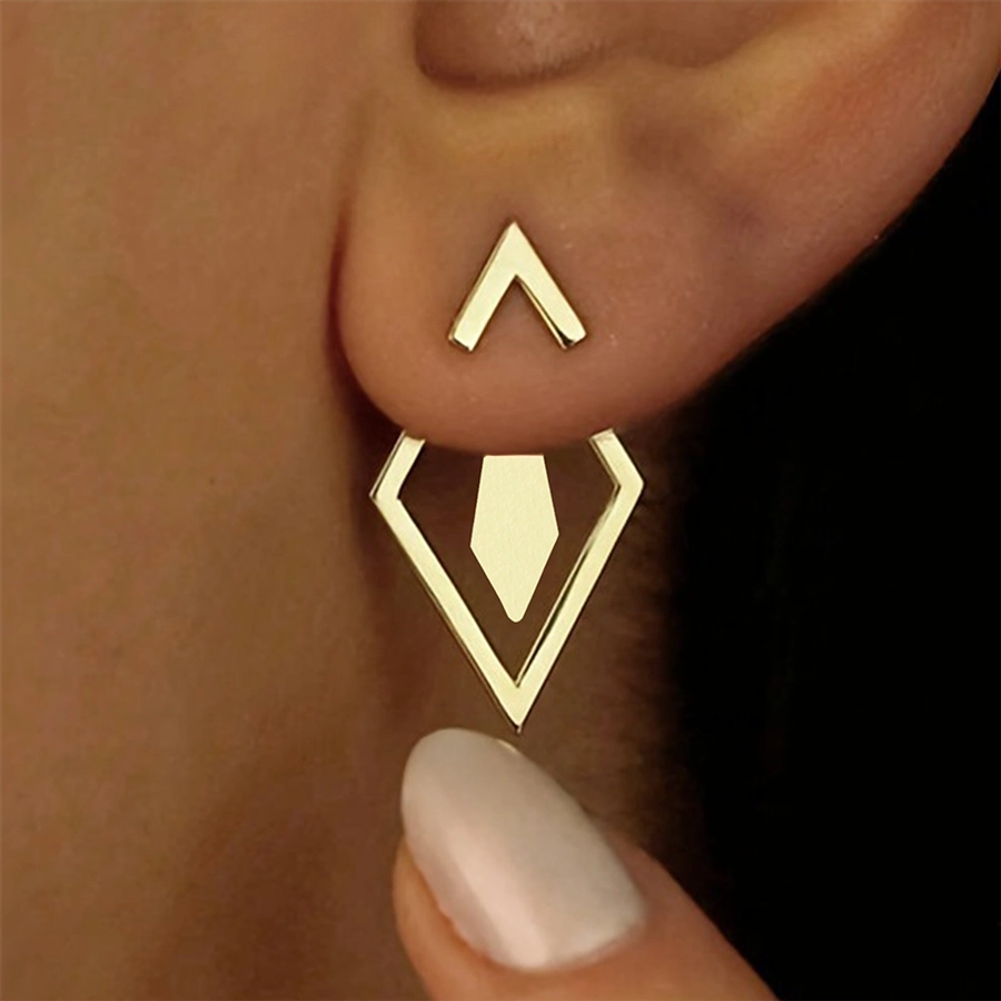 1 Pair Glam Luxurious Lady Rhombus 304 Stainless Steel 18K Gold Plated Ear Studs