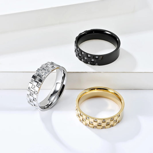 modern style round titanium steel zircon rings in bulk