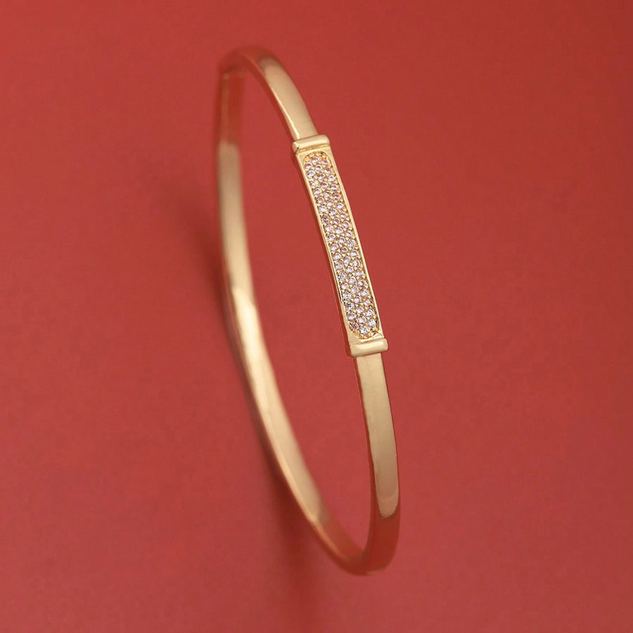 Copper 18K Gold Plated XUPING Simple Style Plating Inlay Heart Shape Zircon Bangle