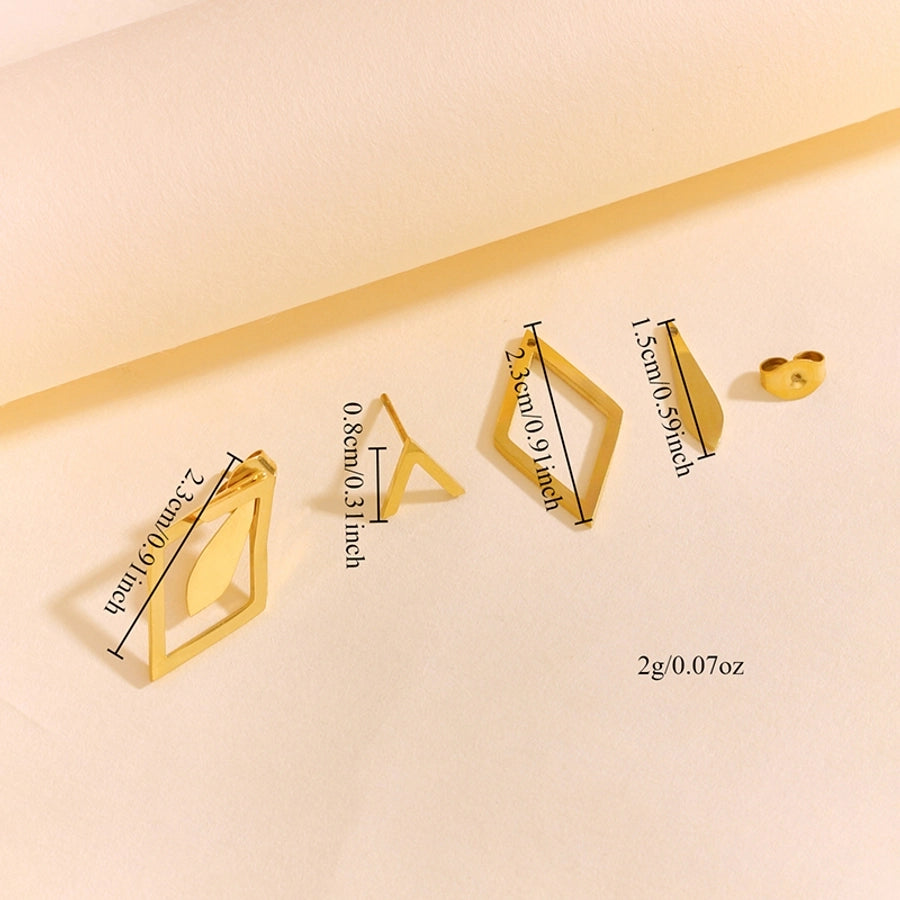 1 Pair Glam Luxurious Lady Rhombus 304 Stainless Steel 18K Gold Plated Ear Studs