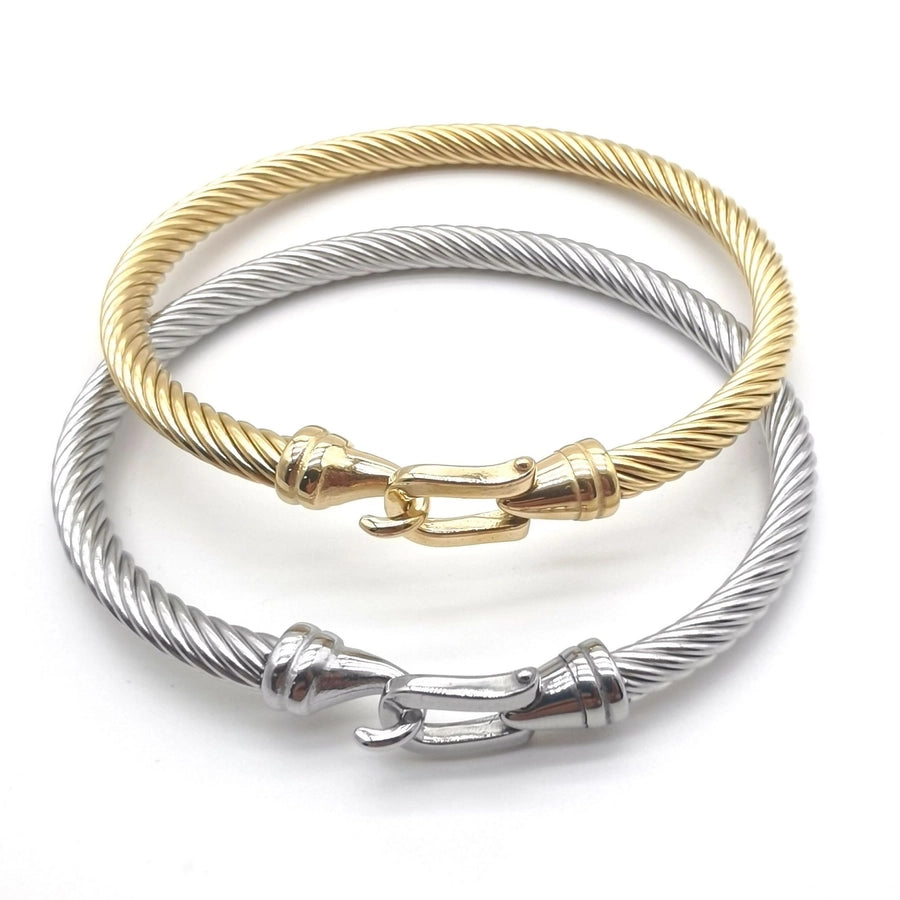 Simple Style Solid Color 304 Stainless Steel Bangle In Bulk