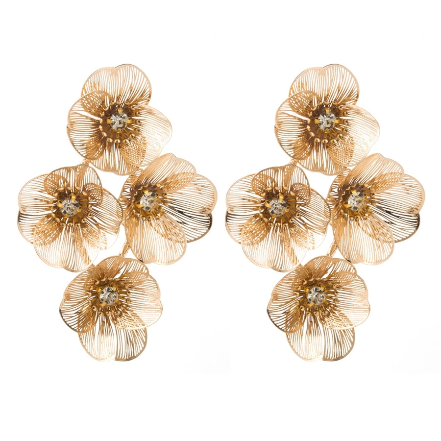 1 Pair Elegant Classic Style Flower Inlay Alloy Rhinestone Rhinestones Gold Plated Silver Plated Drop Earrings