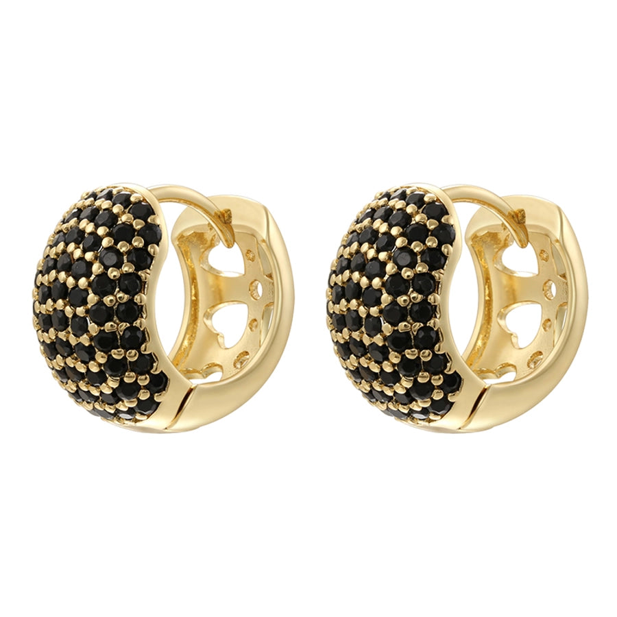 1 Pair Elegant Round Plating Inlay Copper Zircon 18K Gold Plated Earrings