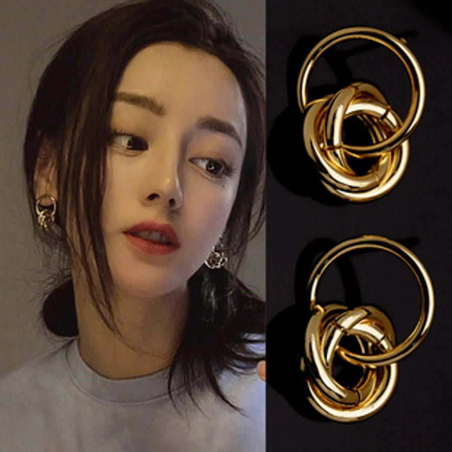 Europe and the United States  hot geometric three-layer wings earrings brass earrings plated 18K gold niche fashion earrings - CEJEW