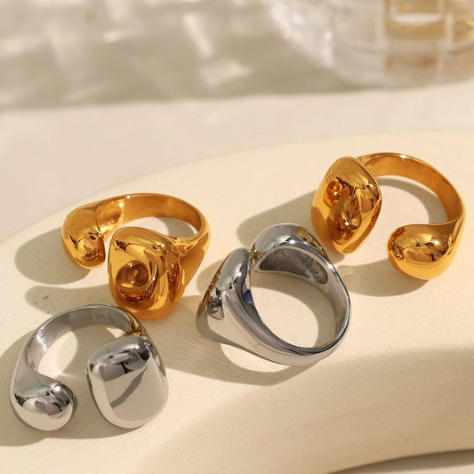 Jewelry Vintage Style Simple Style Geometric Solid Color 304 Stainless Steel 18K Gold Plated Polishing Plating Open Rings