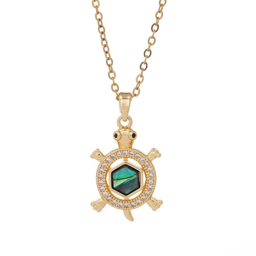 Popular  Fashion Simple Copper Plating 18K Gold Colorful Oil Necklace Cute Turtle Pendant Necklace Female Jewelry