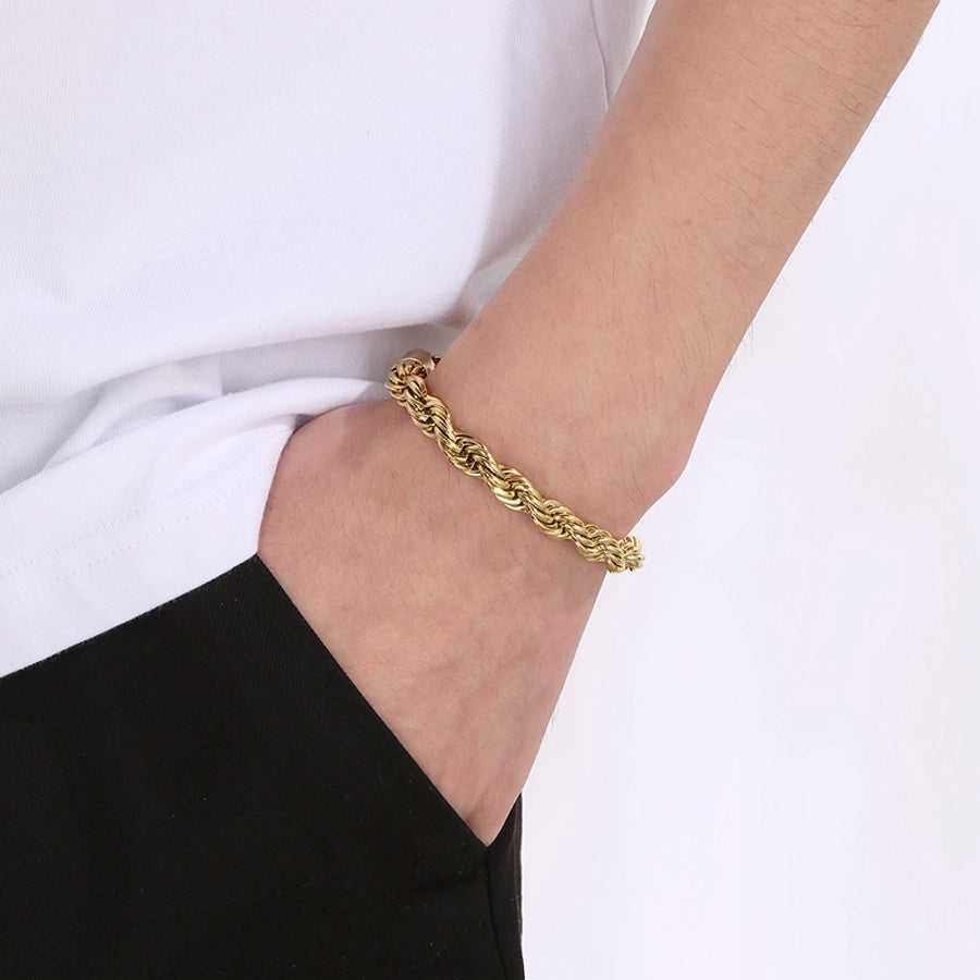 Elegant Simple Style Streetwear Twist 304 Stainless Steel 18K Gold Plated Unisex Bracelets