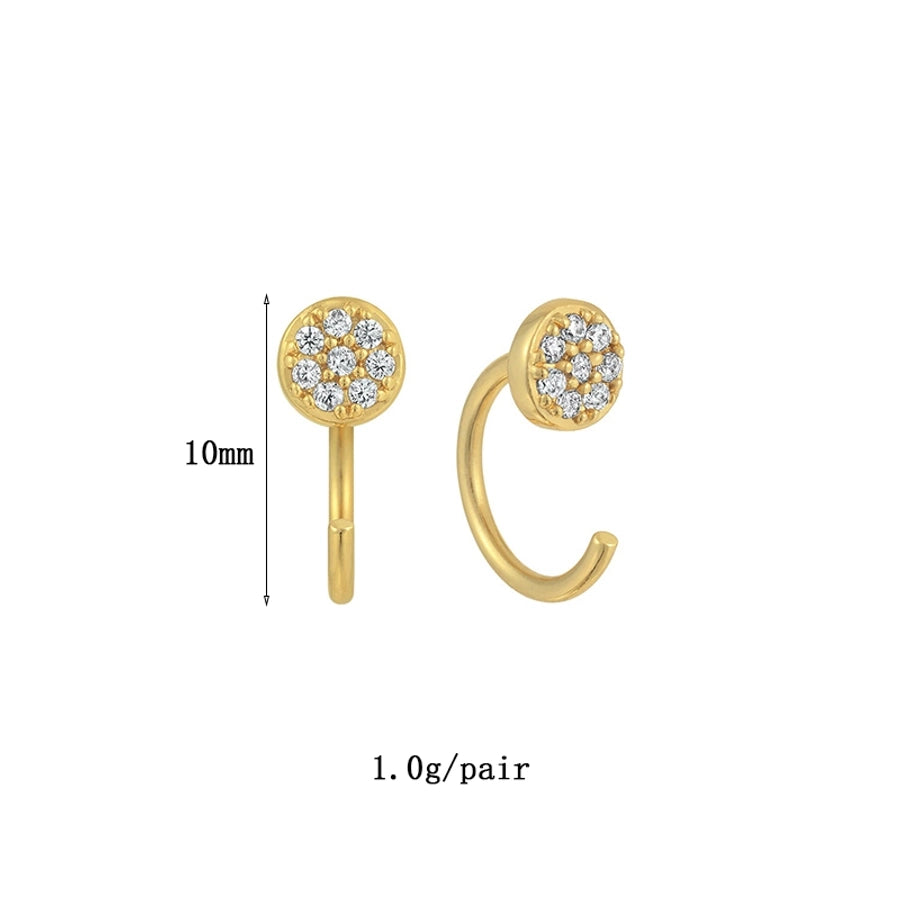 1 Pair IG Style Elegant Simple Style Geometric Copper Zircon 24K Gold Plated Drop Earrings Ear Cuffs Ear Studs