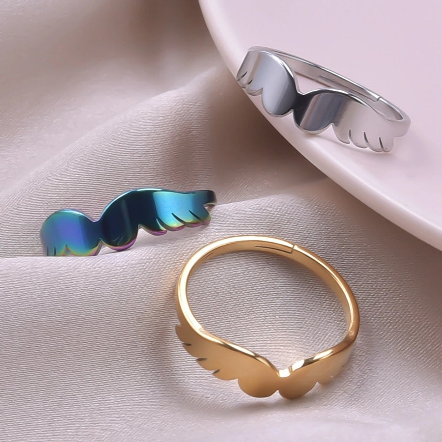 Jewelry Simple Style Solid Color 304 Stainless Steel 18K Gold Plated Plating Rings - CEJEW