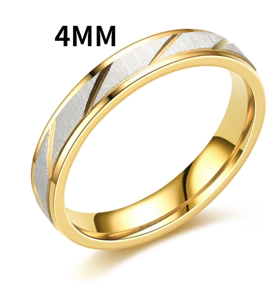 fashion golden slash stainless steel ring