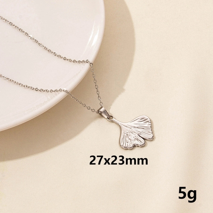 Jewelry Casual Simple Style Leaves 304 Stainless Steel 18K Gold Plated Pendant Necklace