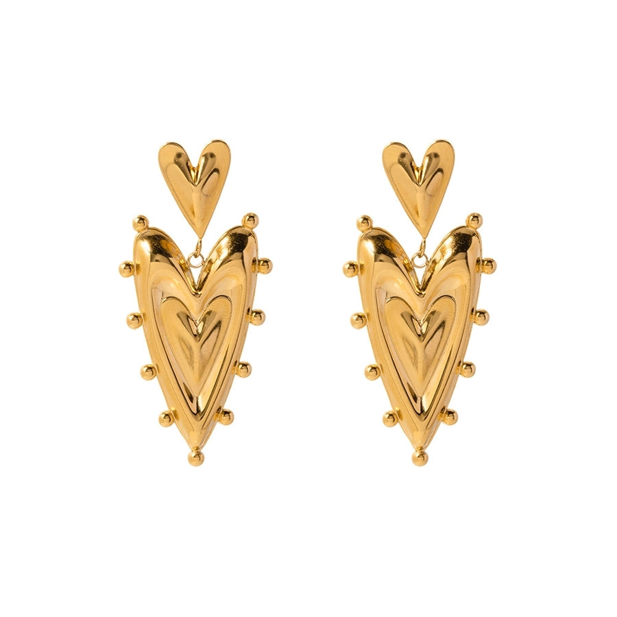 1 Pair IG Style Simple Style Heart Shape Polishing 304 Stainless Steel 18K Gold Plated Drop Earrings