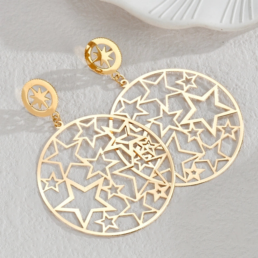 1 Piece Elegant Luxurious Geometric Hollow Out 304 Stainless Steel 18K Gold Plated Drop Earrings