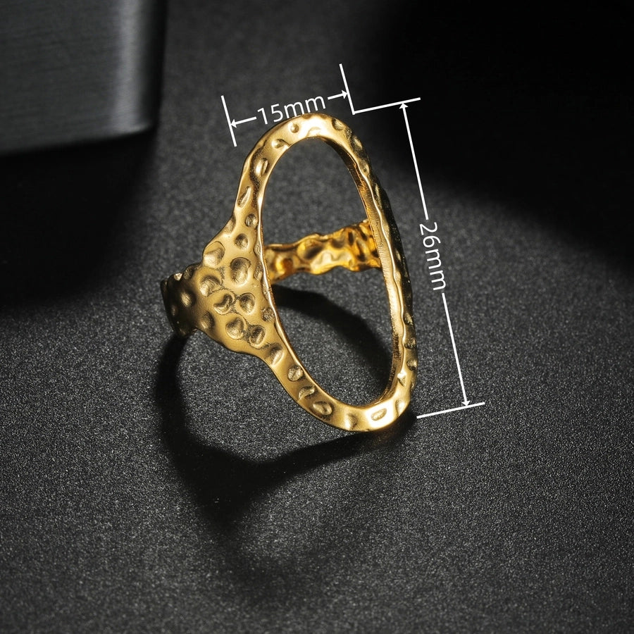 Jewelry Simple Style Geometric Solid Color 201 Stainless Steel Gold Plated Plating Hollow Out Open Rings