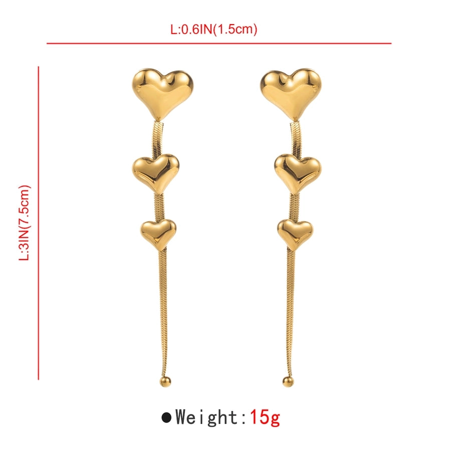 1 Pair Modern Style Simple Style Heart Shape Solid Color 304 Stainless Steel Drop Earrings - CEJEW