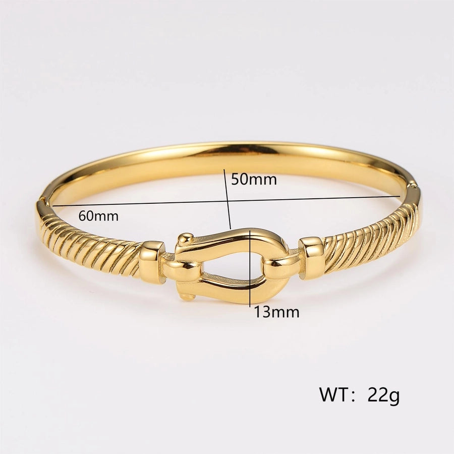 Basic Simple Style Geometric 304 Stainless Steel 18K Gold Plated Bangle In Bulk