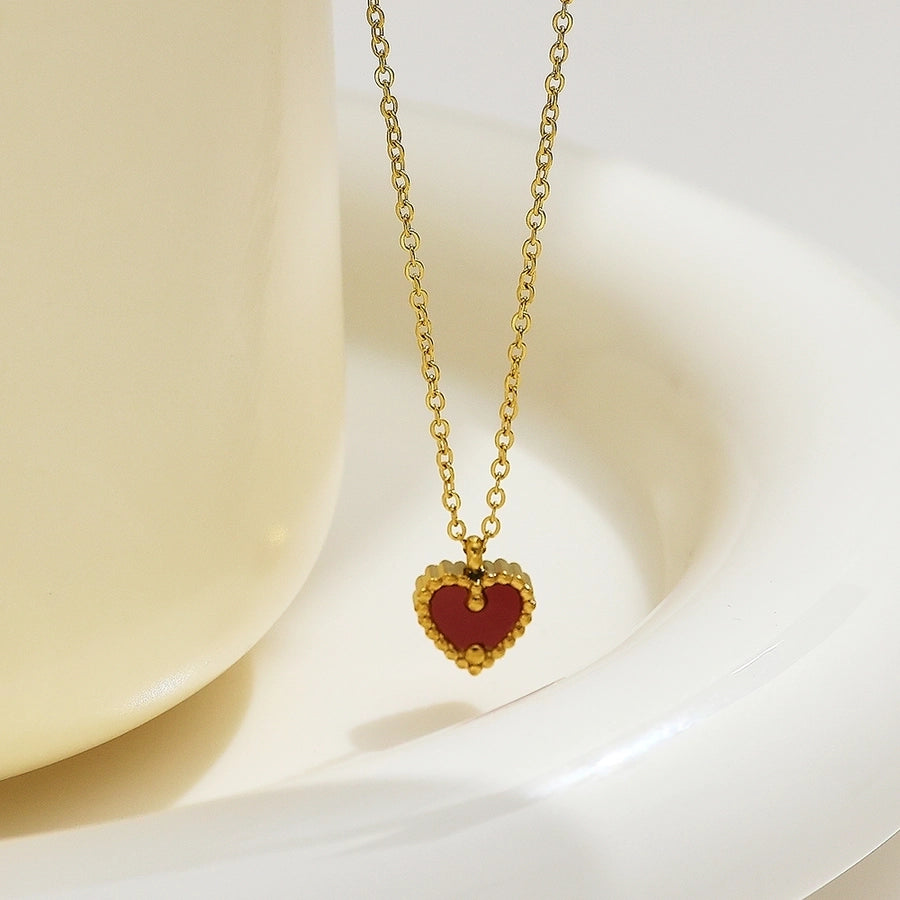 Jewelry Simple Style Classic Style Heart Shape 304 Stainless Steel 18K Gold Plated Plating Pendant Necklace - CEJEW