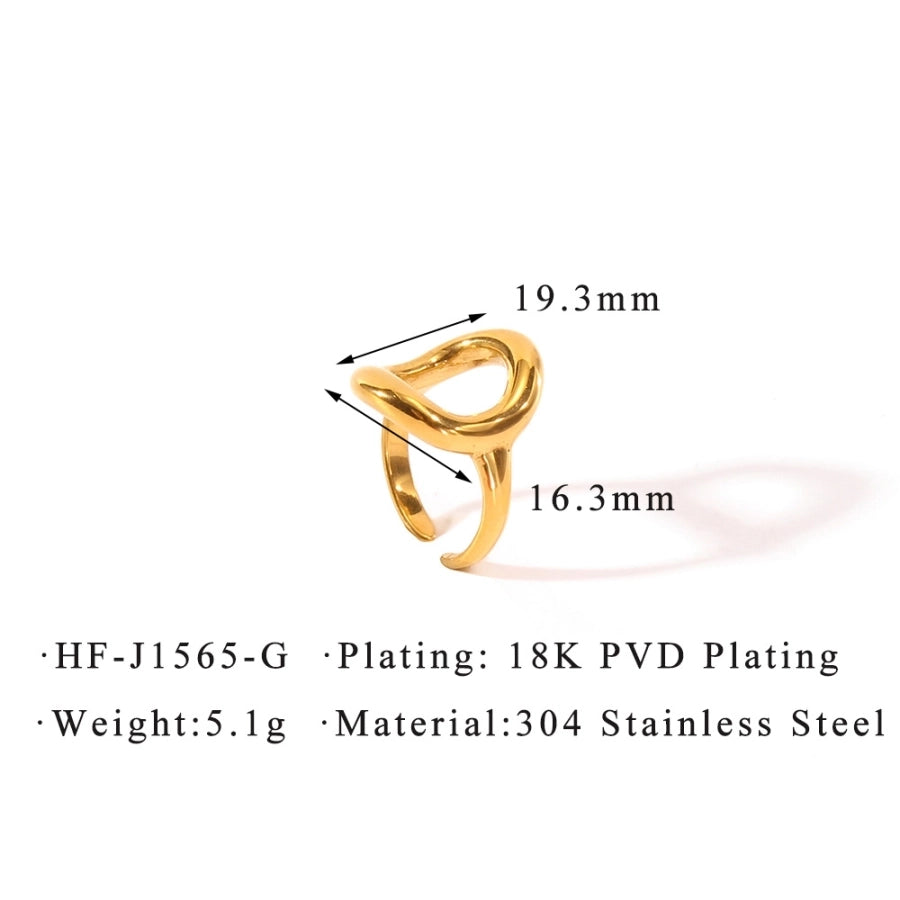 Jewelry Simple Style Geometric Solid Color 304 Stainless Steel 18K Gold Plated Plating Hollow Out Open Rings