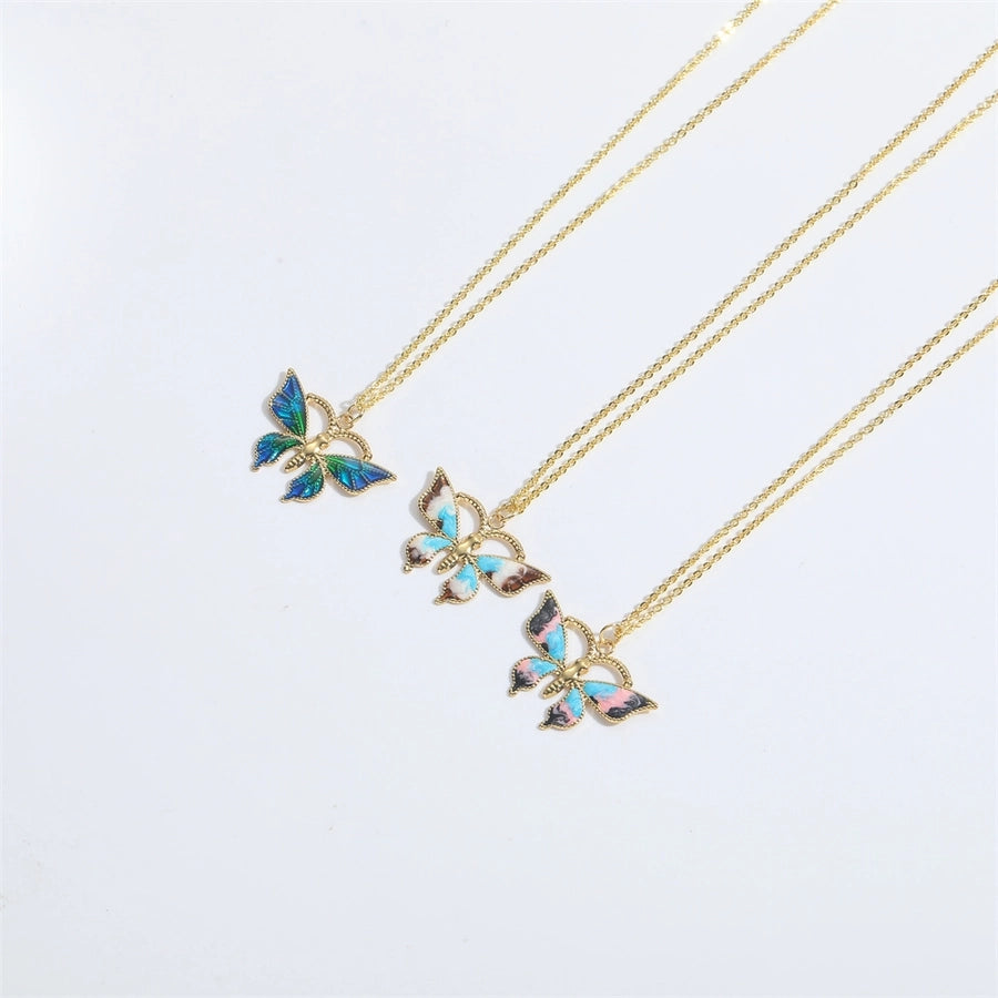 Copper 14K Gold Plated Butterfly Pendant Necklace