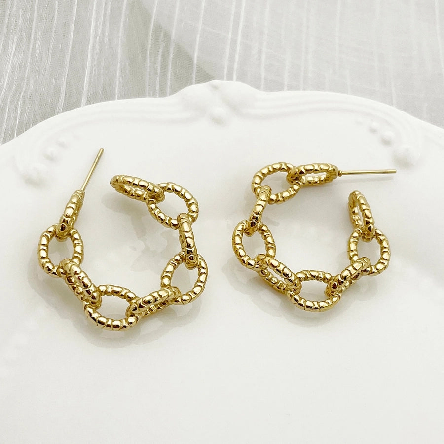 1 Pair Cute Modern Style C Shape Round Sector Patchwork Plating Three-dimensional 304 Stainless Steel Gold Plated Earrings