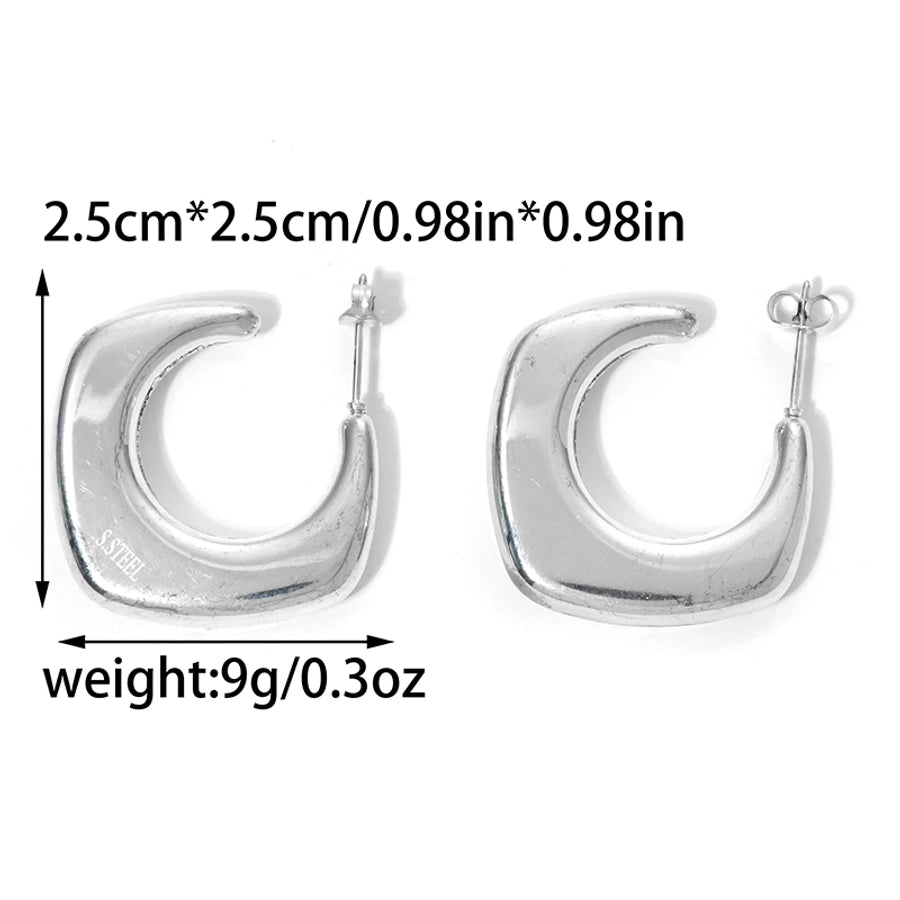 1 Pair Casual Simple Style Commute C Shape Moon Twist Plating 304 Stainless Steel 14K Gold Plated Earrings - CEJEW