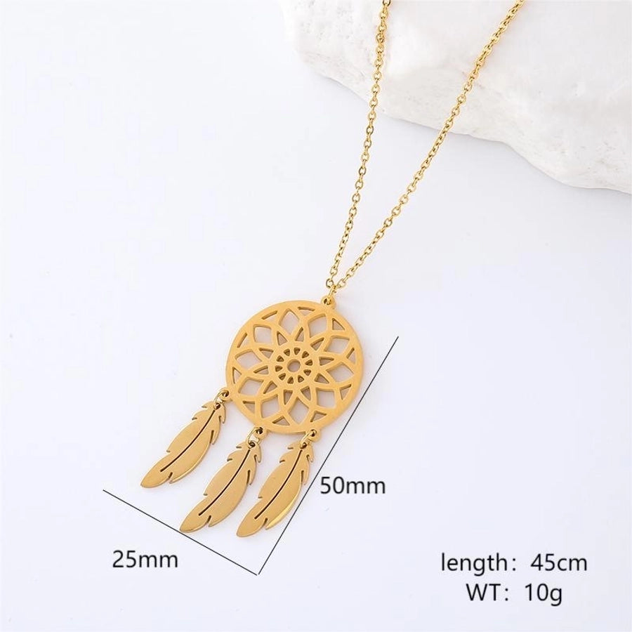 Jewelry Vintage Style Dreamcatcher 304 Stainless Steel Pendant Necklace