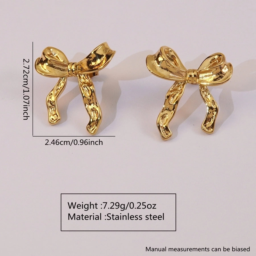 1 Pair Sweet Simple Style Bow Knot Plating 304 Stainless Steel 18K Gold Plated Ear Studs