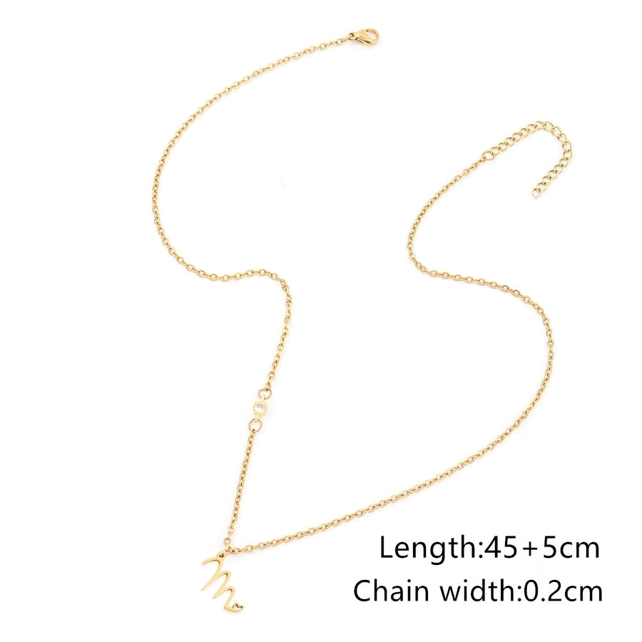 Jewelry Elegant Simple Style Classic Style Letter Heart Shape 201 Stainless Steel 304 Stainless Steel Copper Zircon Stainless Steel Necklaces