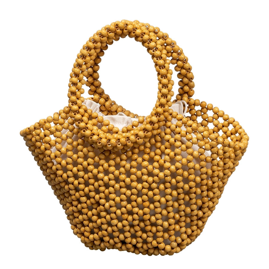 Women's Medium Maple Solid Color Elegant Streetwear Beading Dumpling Shape String Straw Bag