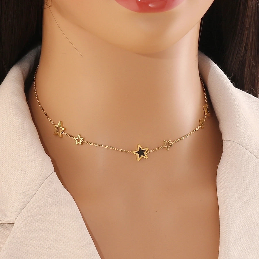 Jewelry Simple Style Classic Style Commute Star Heart Shape 304 Stainless Steel 18K Gold Plated Necklace