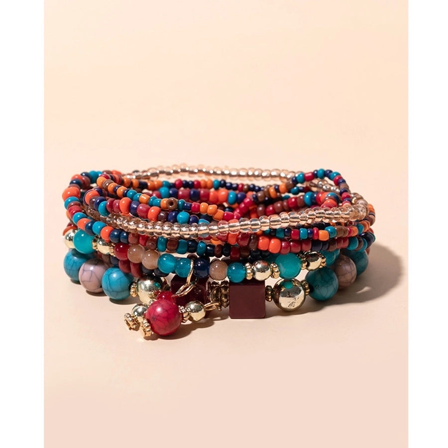 bohemian geometric mixed materials beaded artificial pearls shell bracelets